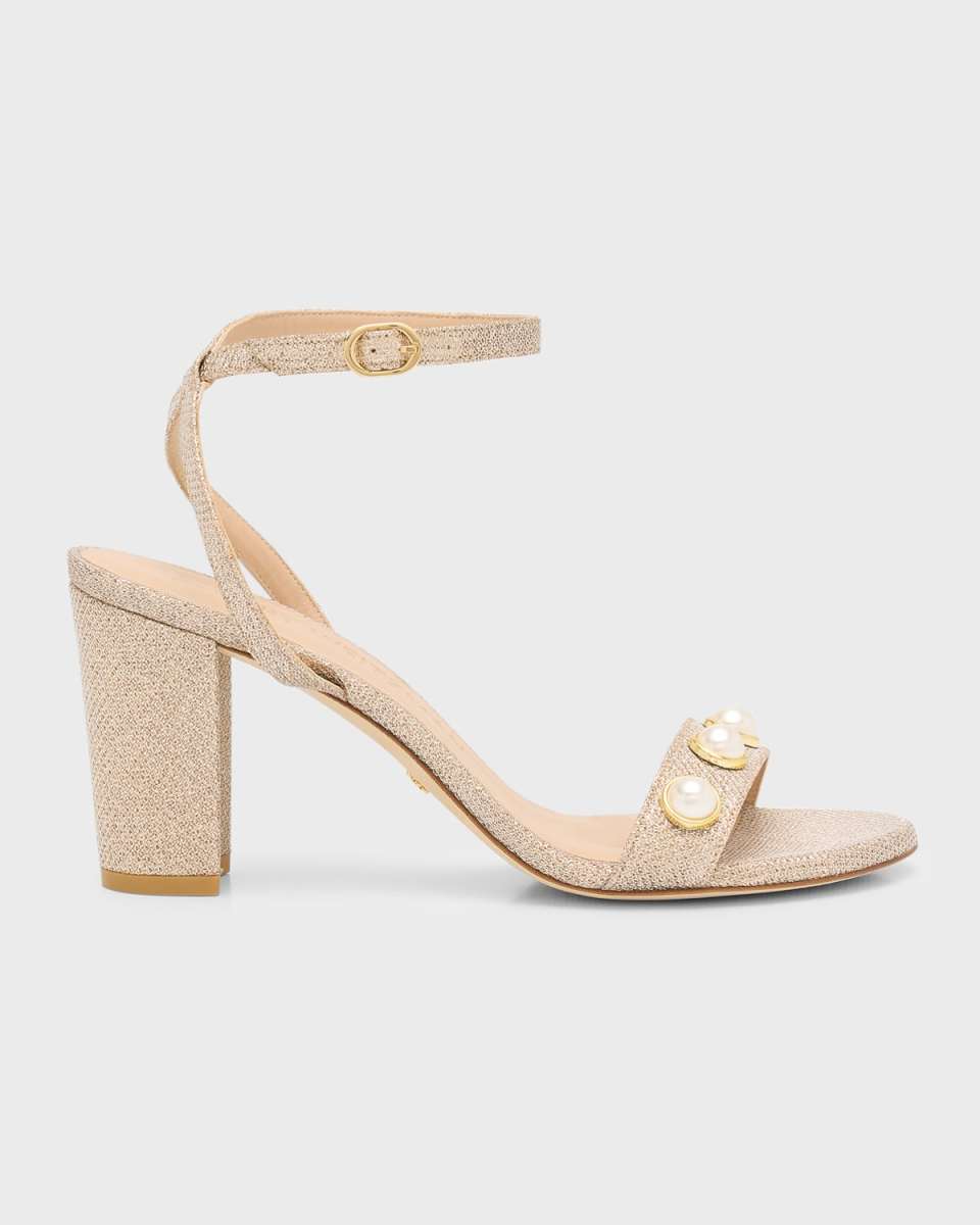 Nearlybare Metallic Pearly Ankle-Strap Sandals